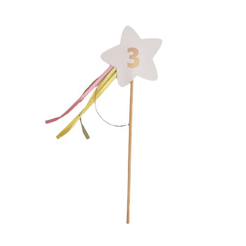 Topo de Bolo estrela com Número - 0 a 9 - Rosa