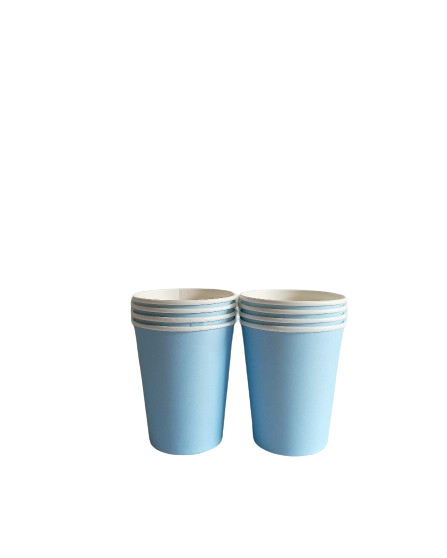 Copo de Papel Azul Claro Liso - 08 Unidades