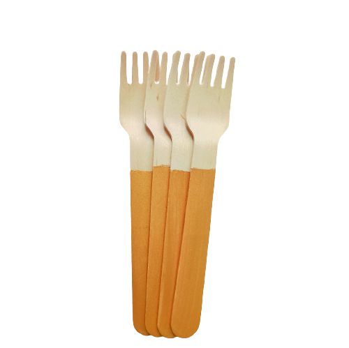 Garfo de Madeira Dourado Ouro 14cm - 10 unds