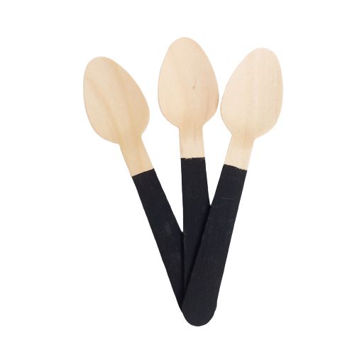 Colher de Madeira Preta 14cm - 10 unds