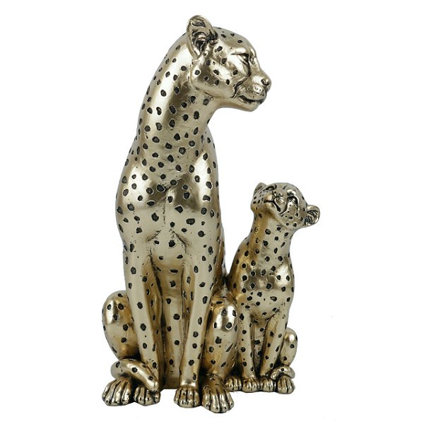 Escultura Leopardo Mãe e Filho