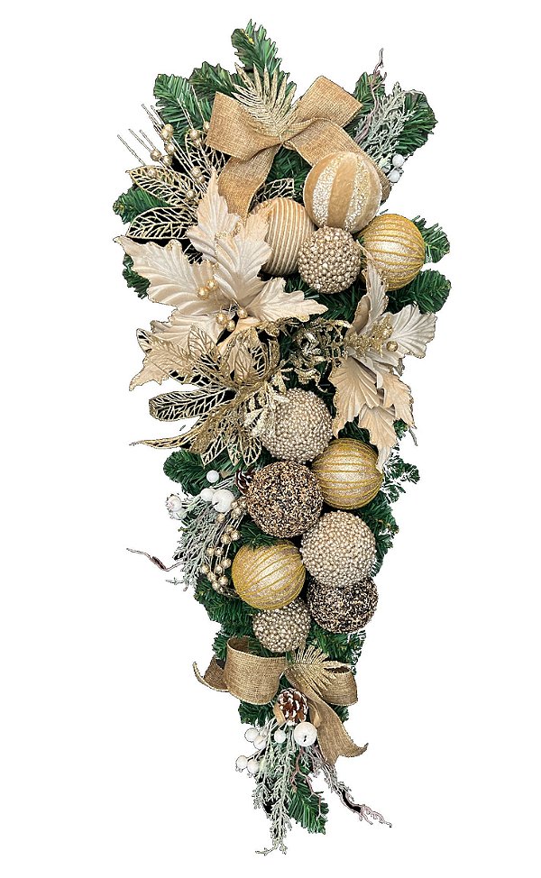 Pingente de Porta Natalino Dourado com Champanhe 100cm