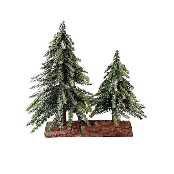 Tronco com duas Árvores de Natal Nevada