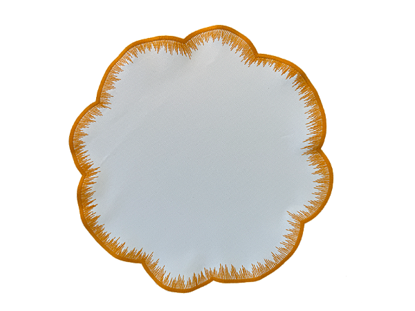 Kit com 2 Jogos Americanos Branco Pincelado Laranja