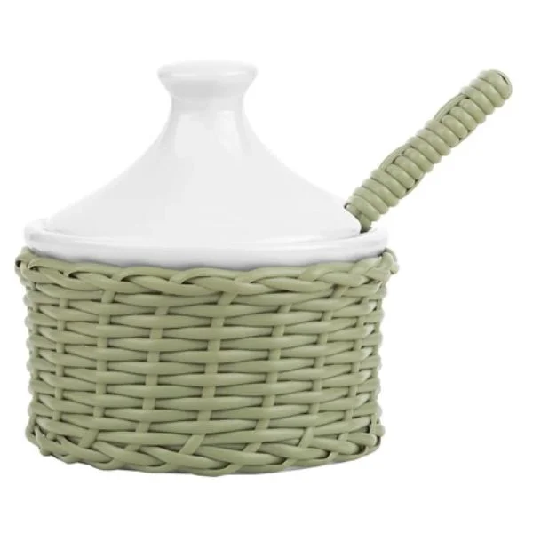 Açucareiro Porcelana com Vime Oliva