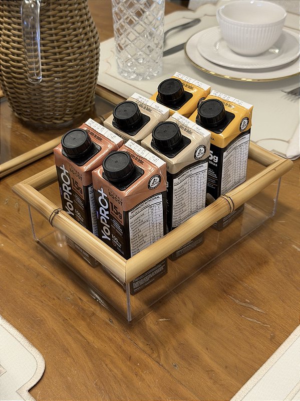 Caixa Retangular Acrílico com Bambu