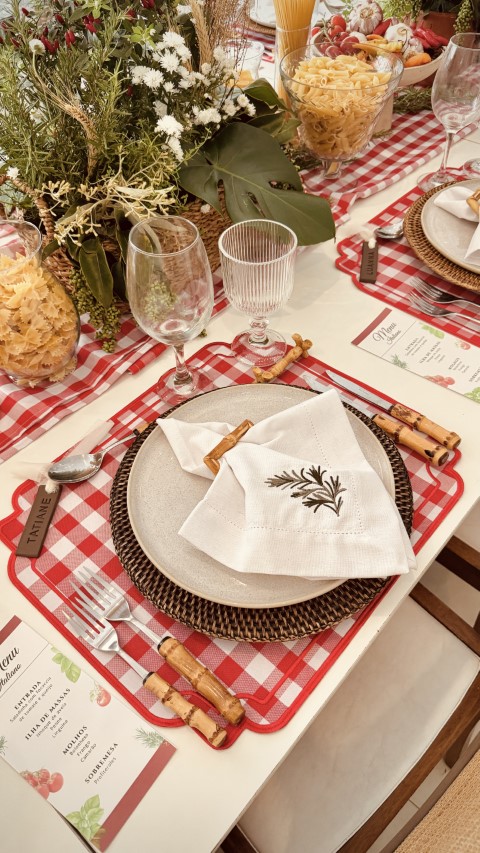 Jogo Americano Xadrez Vermelho