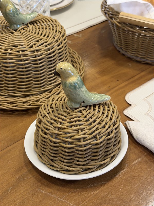 Mantegueira Porcelana Vime Caramelo Ceramica Arara