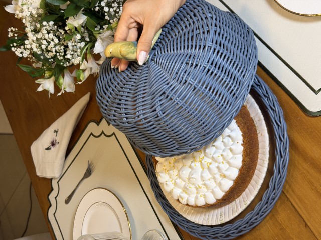 Boleira Vime Jeans com Porcelana Arara