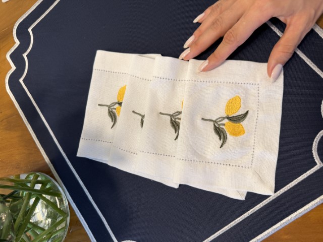 Guardanapo de Coquetel Limão Siciliano Kit com 4 unidades