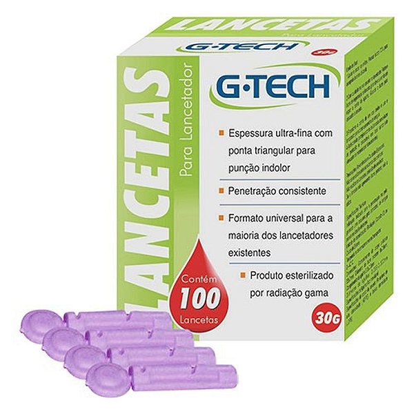 Lanceta Para Lancetador G-Tech 30G 100 Und