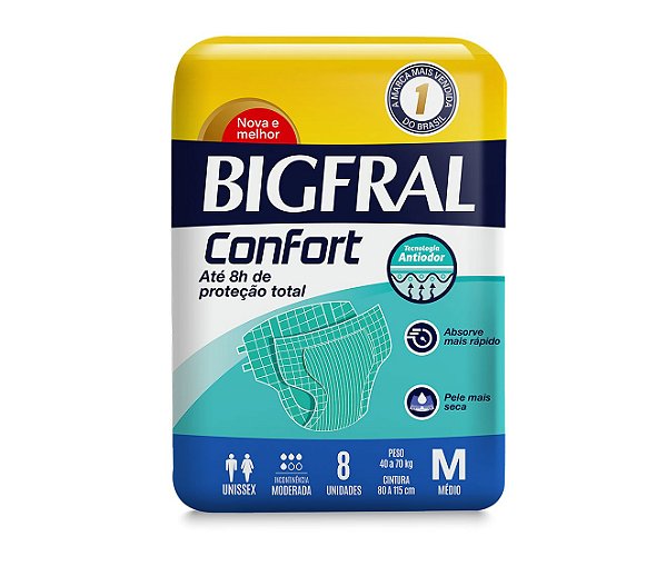 Fralda Geriátrica Bigfral Confort M - 08 unidades
