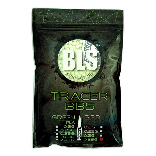 BBs Munição para Airsoft BLS Perfect 0.25 TRACER 6mm C/2000 und (500g)