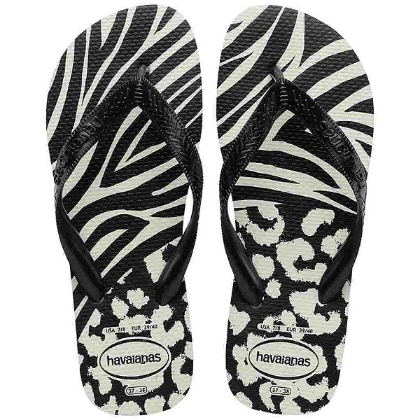 Chinelo Havaianas Top Animals Branco/Preto