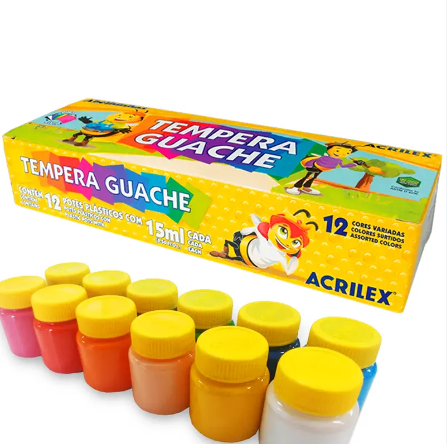 TINTA GUACHE 15ML C/12 SORT.ACRILEX