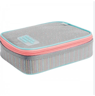 Estojo Box Académie Dots Cinza Tilibra