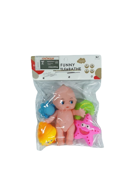 BONECA BANHO C/ ACESSORIOS EMBORRACHADA 15CM IMCOL TOYS