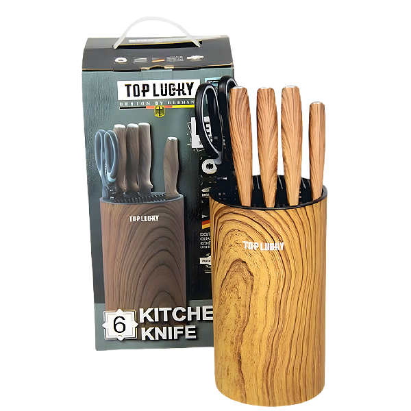 JOGO DE FACAS CHEF 6P C/SUPORTE MARROM 4099 IMCOL
