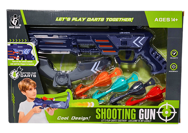 DISPARA DARDO SHOOTING GUN C/4 DARDOS - IMCOL TOYS
