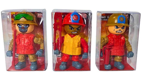 MINI BONECO BOMBEIRO FIRE HERO 8CM - IMCOL