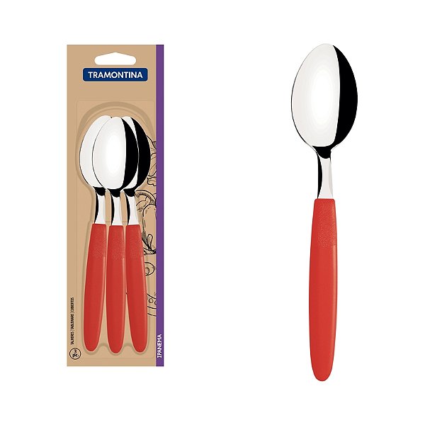 Colher Mesa Ipanema Vermelho 3 peças -Tramontina