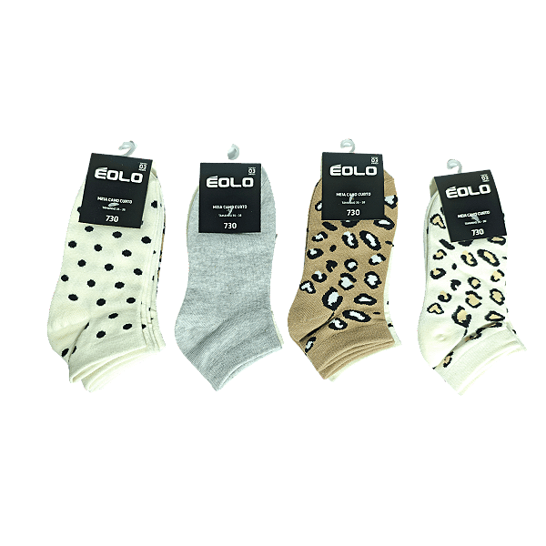 MEIA ÉOLO ADULTO FEMININA CANO CURTO 35-38 C/3 ESTAMP SORT.