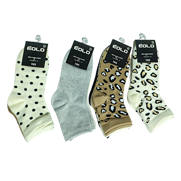 MEIA ÉOLO ADULTO FEMININA CANO LONGO 35-38 C/3 ESTAMP SORT.