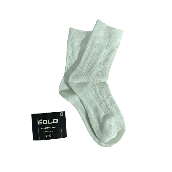 MEIA ÉOLO ADULTO FEMININA CANO LONGO 35-38 BRANCA LÃ ACRILICA