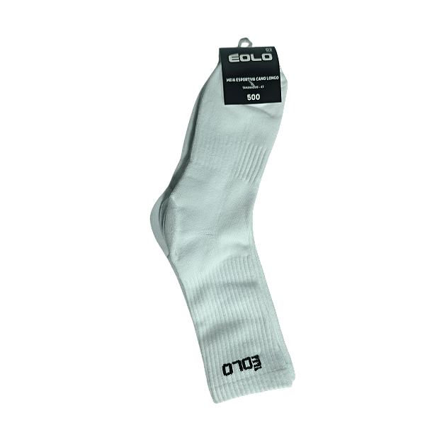MEIA ÉOLO ADULTO MASCULINA CANO LONGO 39-43 C/3 BRANCA 80% ALGODÃO