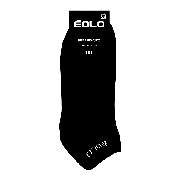 MEIA ÉOLO CANO CURTO C/3 PRETA 80% ALGODÃO