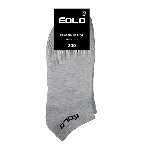 MEIA ÉOLO CANO INVISÍVEL C/3 CINZA 80% ALGODÃO