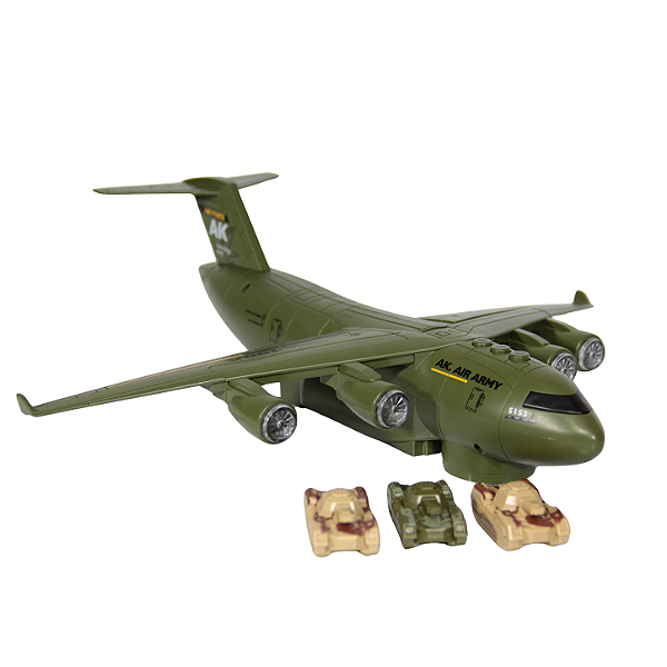 AVIÃO MILITAR TRANS.PLANE COM TANK LUZ E SOM IMCOL TOYS 258297