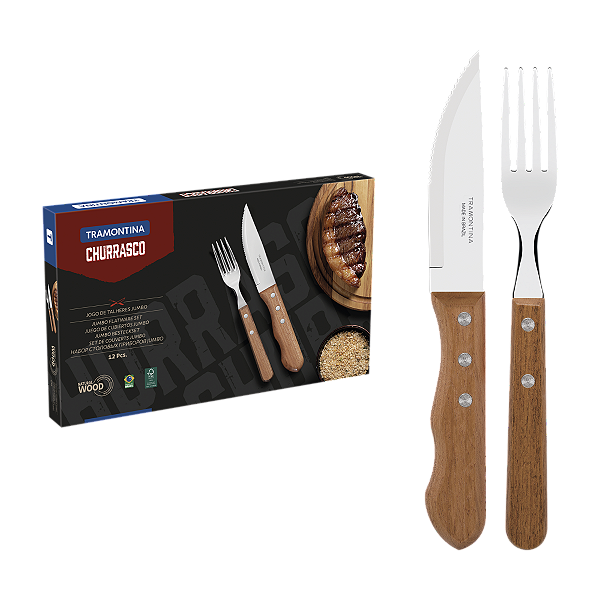 JOGO CHURRASCO MADEIRA JUMBO 12P 22399/063 TRAMONTINA