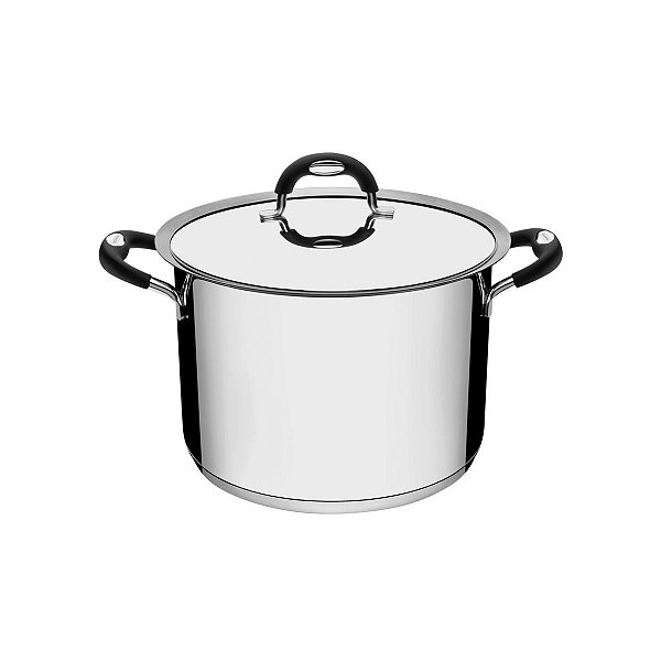 Caldeirão Tramontina duo silicone em aço inox fundo triplo com tampa e alças em silicone 24cm 7,7 L 62485/240