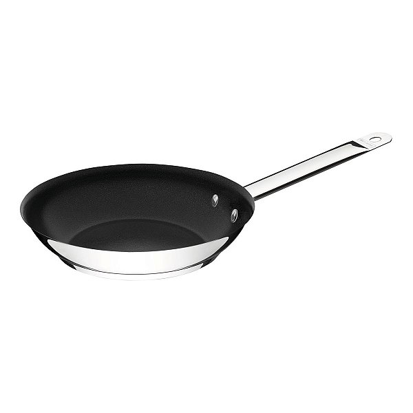 Frigideira Tramontina Profissional rasa em aço inox com fundo triplo revestimento interno em antiaderente c/cabo 62635