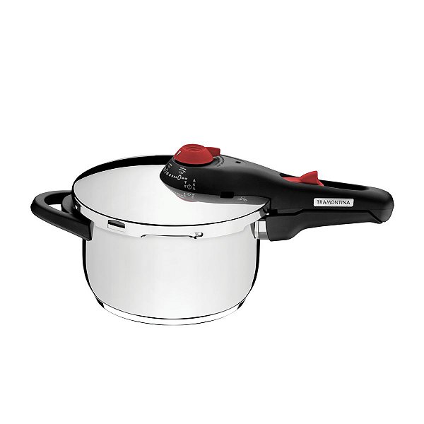 Panela de pressão Tramontina solar em aço inox fundo triplo com 5 dispositivos de segurança 22 CM 4,5 L 62513/223