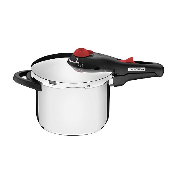 Panela de pressão Tramontina solar em aço inox fundo triplo com 5 dispositivos de segurança 22 CM 6,0 L 62516