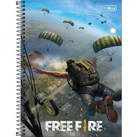 Caderno espiral capa dura 1/1 free fire 80F Tilibra