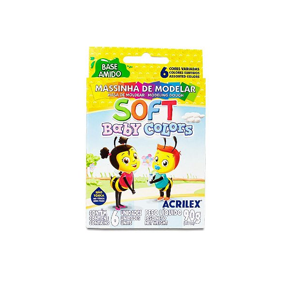 Massa de modelar Acrilex C/6 soft baby