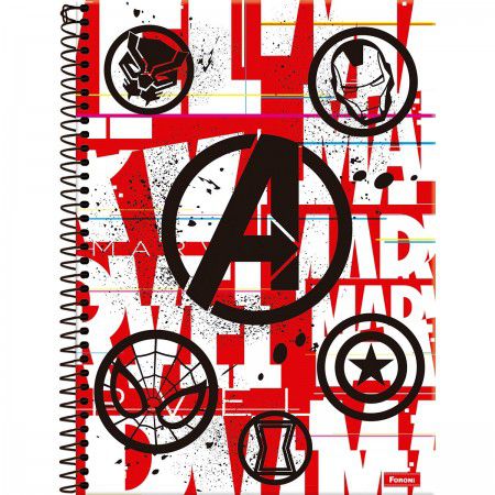 Caderno capa dura espiral 1/1 80F marvel red Foroni