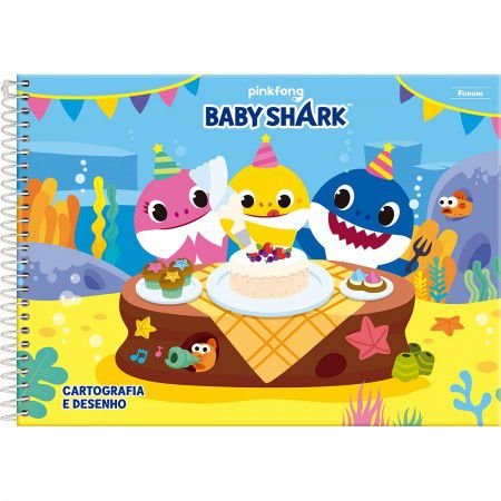 Caderno de desenho e cartografia capa dura 40F baby shark Foroni