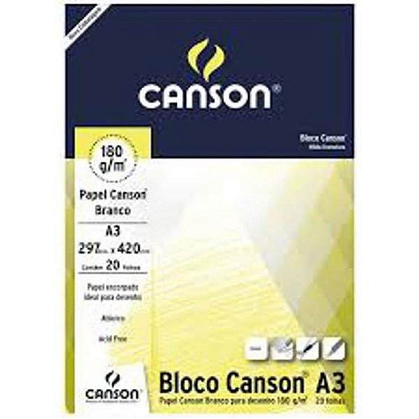 Bloco Desenho A3 Branco 297X420 20Folhas Canson