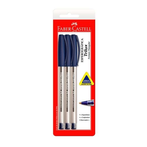 Caneta C/3 azul média trilux