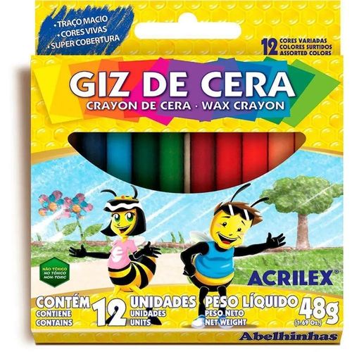 Giz de cera C/12 cores Acrilex