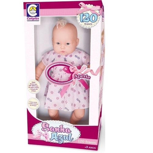 Boneca Sonho Azul 120 Frases 56Cm Cotiplas