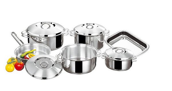 Conjunto de panelas com fundo triplo Solar 6 peças em aço inox Tramontina