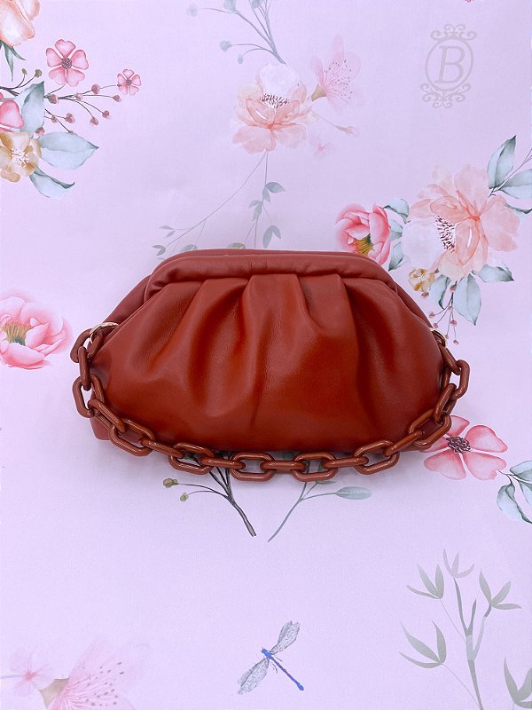 Bolsa Pouch Bag com alça em acrílico - terracota, marrom escuro, off white, caqui, preto ou marrom