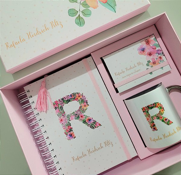 Kit - Mini Planner + Caixinha Frases + Caneca | Coleção Floratta