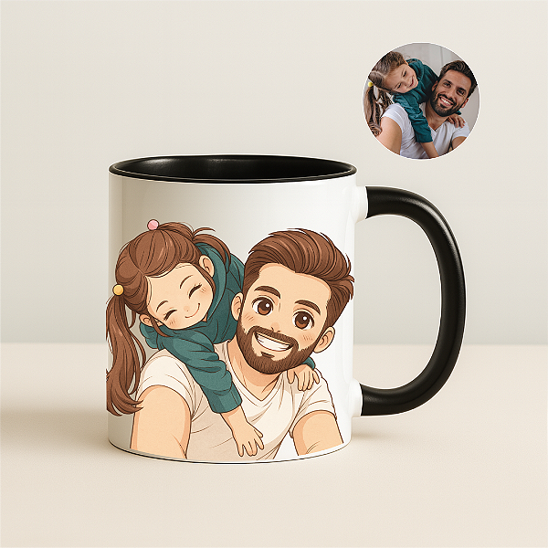 Caneca Personalizada - Caricatura | Alça Preta*