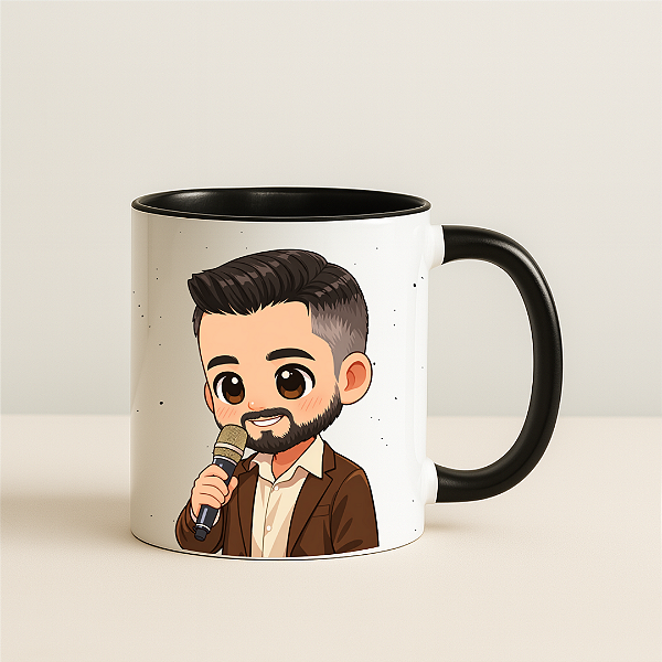 Caneca Personalizada - Caricatura | Alça Preta*